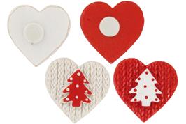 9 stickers résine autocollants cœurs-sapins rouge et blanc 2,5 cm