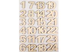 24 stickers chiffres en bois brut - 2,2 cm 