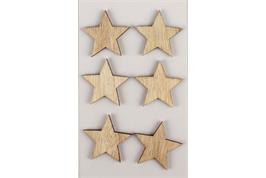 6 stickers en bois brut forme étoile - diam. 4 cm
