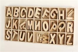 Coffret 130 lettres en bois brut - 2,3 cm 