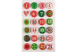 24 stickers ronds en bois peint couleurs assorties - diam. 2,5 cm