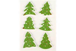 6 stickers bois forme sapin - 4,5 x 3,5 cm