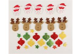 84 stickers personnages et décors de Noël en mousse - dim. 3 à 4 cm
