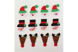 8 stickers personnages de Noël en feutrine - 5,5 x 3,5 cm