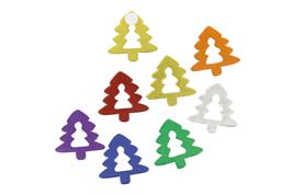 9 stickers sapins bois 3 cm autocollants, multicolores