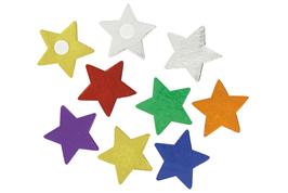 9 stickers étoiles bois 5 cm autocollantes, multicolores