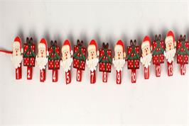24 pinces à linge numérotées père noël et cadeaux - 5 x 3,5 cm