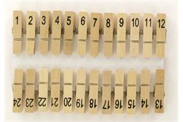 24 pinces à linge 3,5 cm, numérotées calendrier de l'Avent