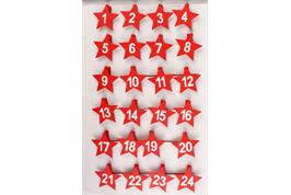 24 pinces à linge numérotées motifs étoiles rouge - 4,5 cm