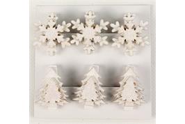 6 pinces à linge flocon et sapin blanc et hologramme - 3,5 x 3 cm