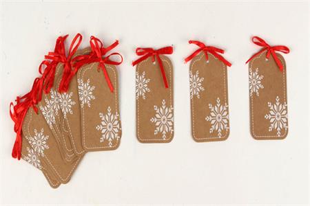 15 tags forme rectangulaire brun avec ruban satin - 7,5 x 4,5 cm