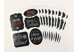 stickers effet ardoise formes tags - 10 planches de 5 stickers - tailles assorties 3,5  8 cm