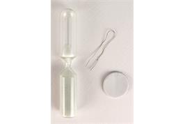 Sablier en verre + fixation fil métallique -H 8 cm - durée 3 mns