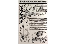 2 planches de transfert à sec noir et blanc thème musique 15 x 23 cm