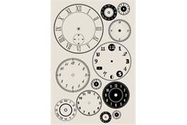 2 planches de transfert à sec noir et blanc thème horloges 15 x 23 cm