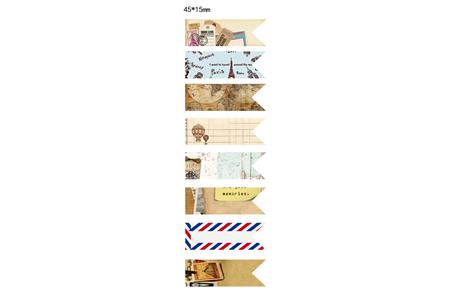 assortiment de papier adhésif forme fanion thème carte postale L4.5 x l1.5 cm -160 pcs