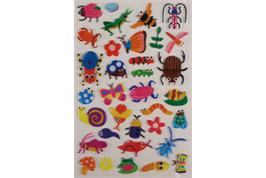 34 stickers translucides couleurs assorties insectes - de 1 à 3 cm