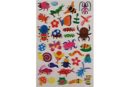 34 stickers translucides couleurs assorties insectes - de 1 à 3 cm