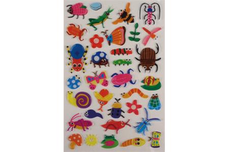 34 stickers translucides couleurs assorties insectes - de 1 à 3 cm