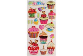 18 stickers 3D caoutchouc couleurs assorties - cup cakes  de 1 à 3.5 cm