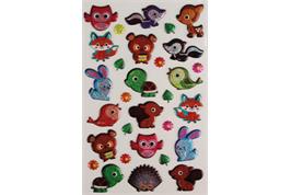 30 stickers 3D métallisés couleurs assorties - animaux de la forêt de 0.5 à 3 cm