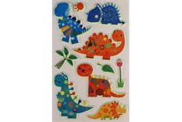 10 stickers 3D caoutchouc phosphorescent couleurs assorties dinosaures de 1 à 6.5 cm