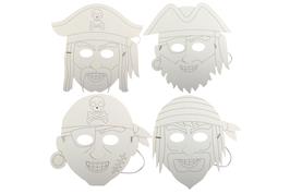 Set de 4 masques pirate en carte forte blanche prédessinés 