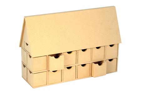 Calendrier de l'avent MDF forme chalet 31x21x10.5 cm