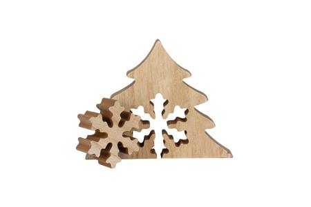 Sapin bois flocon amovible 12.5x16x2.5 cm