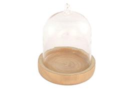 Cloche en verre avec socle bois - 8x6 cm