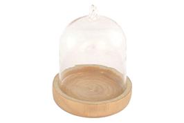 Cloche en verre avec socle bois - 8x6 cm