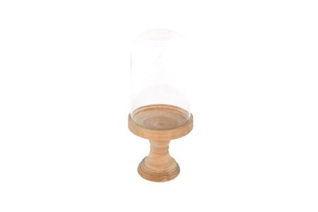 Cloche en verre avec socle bois - 14x6 cm