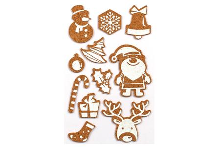 Motifs Noël en liège imprimé adhésif blanc, 1.5 à 5.5 cm - 11 pcs