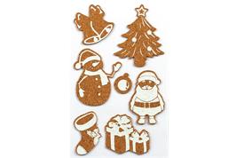 Motifs Noël en liège imprimé adhésif blanc, 1.5 à 6 cm - 7 pcs