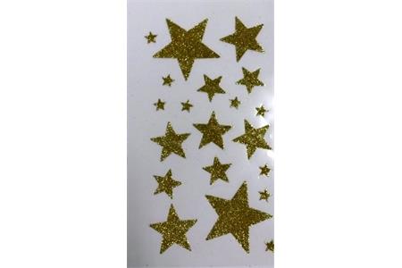 Stickers pailletés or étoiles, 1 à 5 cm - 20 pcs