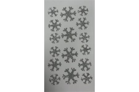 Stickers pailletés argent flocons, 2.5 à 3.5 cm - 16 pcs