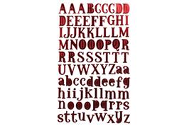 Stickers textile alphabet rouge 2 cm - 88 pcs