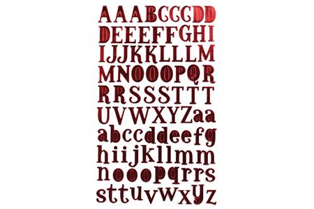 Stickers textile alphabet rouge 2 cm - 88 pcs