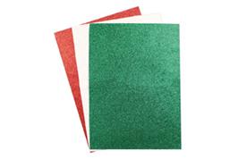 Coupons tissu adhésif pailletés rouge, vert, blanc - 3 pcs