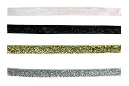 Rubans satin métallisé noir, blanc, or, argent, 1mx0.5 cm - 4 pcs
