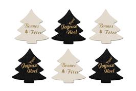 Sapins en bois peint, noir et blanc diam. 4.5 cm - 6 pcs