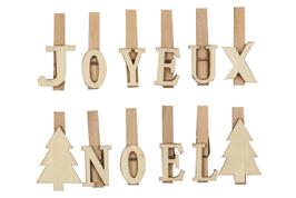 Pinces à linge Joyeux Noël 5 cm - 12 pcs