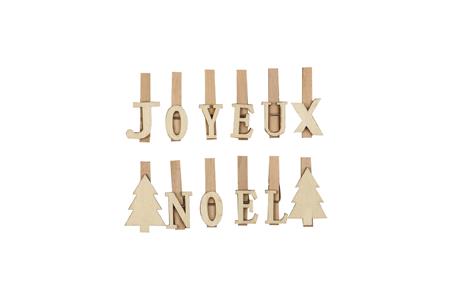 Pinces à linge Joyeux Noël 5 cm - 12 pcs