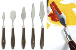 Set de 5 coûteaux-spatules assortis, en bois et acier