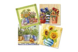 Set de 12 serviettes "Fleurs en pot"