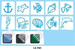 Tubo de 10 tampons "La Mer" + 3 encreurs : noir, bleu et vert