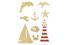 Set de 9 motifs décoratifs plats en bois médium (MDF) à décorer : La mer