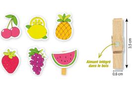 Set de 6 pinces à linge magnet Fruits