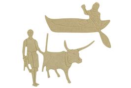 Mini Set de 3 motifs décoratifs plats en bois médium (MDF) à décorer : Afrique