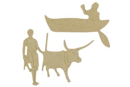 Mini Set de 3 motifs décoratifs plats en bois médium (MDF) à décorer : Afrique